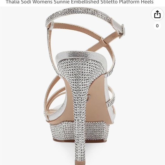 Thalia Sodi 9 NIB Womens Sunnie Silver Embellished Sandals Platform wedding - Picture 2 of 3